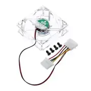 Clear Computer Case Fan 1800RPM 80mm 4 Pin Green LED Silent Cooling Fan 4 LED
