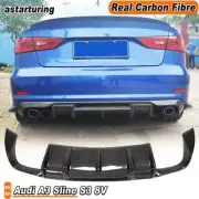 Fit for Audi A3 Sline S3 8V 2013-16 REAL Carbon Rear Bumper Diffuser Spoiler Lip (for: Audi)