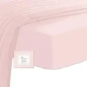 Pizuna Cotton King Single Fitted Sheet, 500 Thread Count 100% Combed Cotton Sateen Weave Fitted Sheet King Single with Extra Deep Pocket Fits Upto 40 cm (Light Pink Fitted Sheet - 1 PC)
