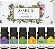 ASAKUKI Essential Oils Set, Starter Kit Oils for Diffusers for Home, Aromatherapy Gift Set 6 * 10 ml - Lavender, Eucalyptus, Lemongrass, Tea Tree, Sweet Orange, Peppermint