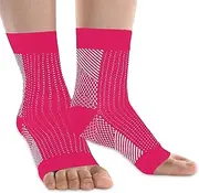 1 Pack Compression Plantar Fasciitis Socks Ankle Compression Sleeve Heels Arch Supports & Heel Pain Relief Ankle Supports for Men and Women (Pink, L/XL)