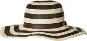 Roll-n-go Hat and Tan Stripe Sun One Size, Black/Tan