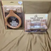 Oak Bathroom Toilet Paper Holder And Towel Holder K-Mart Brand