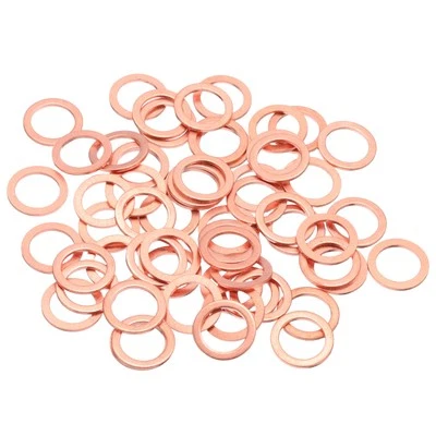 60Pcs M10 Flat Copper Washers 10x14x1mm Copper Flat Sealing Ring Washers