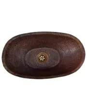 Rustic Copper Oval Vessel Bathroom Sink Wash Basin Hammered Toilet Remodel Bowl
