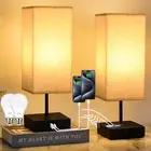Bedside Lamps Set of 2, Table Lamp for Living Room USB C USB a Charging Ports, 3