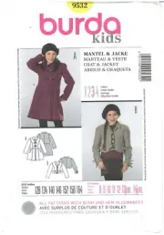 Burda Kids 9532 Coat & Jacket sizes 8-14junior sewing pattern uncut