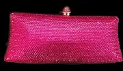 New Stunning Hot Pink Austrian Crystal Clutch Bag