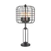Ore Furniture 26.5 in. Powder Coated Industrial Cage 3 Light Edison Table Lamp