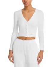 Alexander Wang Crystal Hotfix Waffle Cardigan