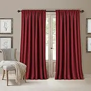Elrene Home Fashions 026865854039 Blackout Energy Efficient Room Darkening Rod Pocket Window Curtain Drape Regal Solid Panel, Red, 52" x 95" (1 Panel)