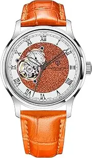 TAYSHILEY Pagani Design Herrenuhr römische Ziffern Zifferblatt Edelstahl Uhr 100 Meter Wasserdicht Welf-Aufzug Uhr NH39 Sport Saphirglas Lederband Luxus Herrenuhr