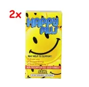 Lot of 2 Happy Pills 60 caps St John's Worth SAMe D3 Caffeine BPI Sports 01/25