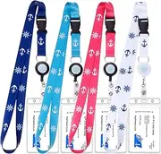 Retractable Cruise Lanyards, Waterproof Cruise Lanyard with ID Badge Reel Holder & Detachable Buckle for Cruises Ships Key Cards, Cruise Essentials & Must Have Accessories (4 Colors)