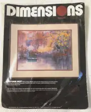 NEW Vintage Crewel Kit AUTUMN MIST Dimensions 1350 Color Stamped 16x12" USA 1988