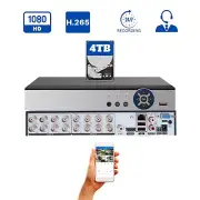 16 Channel H.265 CCTV Security DVR with 4TB Hard Drive Standalone Video Recorder