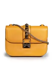 Orange Leather Glamrock Rockstud Bag