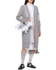 Thom Browne 4-Bar Detail Longline Cardigan IT40,IT42,IT38,IT36 light gray