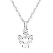 Girls 925 Sterling Silver APRIL Birthstone ANGEL Pendant/Necklace