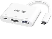 Plugable USB C to HDMI Multiport Adapter, Driverless 3-in-1 USB C Hub with 4K HDMI Output, USB 3.0 and USB-C Charging Port, Compatible with MacBook, Chromebook, Dell XPS, Thunderbolt 3 and More