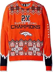 NFL Denver Broncos Men's Super Bowl Commemorative Crew Neck Sweater, Large, Blue