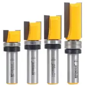 4 Bit 3/4" Diameter Flush Trim Router Bit Set - 1/2" Shank - Yonico 14426