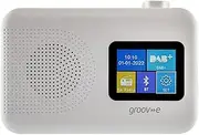 Groov-e Berlin Bluetooth DAB/FM Digital Radio Alarm Clocks Bedside Mains Powered | Battery Clock Radio | DAB Clock Radios for Bedroom | 3.5mm Headphone Input - White
