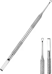 Pro Expert Cuticle Pusher Tool, Stainless Steel Manicure & Pedicure Pusher, Double-Ended for Nail Care, Professional Flat & Curved Cuticle Remover for Home and Salon Use