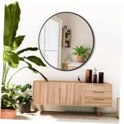 24 Inch Circle Mirror, Wall Mounted Mirror, Circle Mirror 24"L x 24"W Black