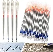 54 Pcs Leather Marking Pen Silver Fabric Markers Pen Set, 4 Pcs Pen Barrel with 50 Pcs Silver Leather Markers Refills for Sewing, Leather, DIY Dressmaking, Quilting Supplies
