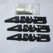 Black Matte 4WD FULL TIME Metal Grille Emblem + 2x Badge Decal Sticker 3D Motors