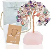 ZenBless 7 Chakra Healing Crystals Stones Tree of Life, Feng Shui Money Tree,Little Fake Bonsai Tree Crystal Zen Spiritual Home Living Room Cubicle Office Desk Decor and Accessories for Women(Mix)