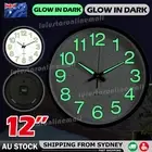 12'' Luminous Quartz Wall Clock Home Decor Night Glow In the Dark Silent Clock A