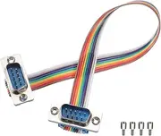 uxcell IDC Rainbow Wire Flat Ribbon Cable DB9 Male to DB9 Male 8 Inch Length 2.54mm Pitch Breadboard Jumper Wires for Electronic Projects