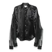 [COMME des GARCONS] Polyester Satin X Nylon Tulle Shirt