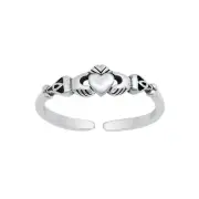 Celtic Claddagh Toe Ring 925 Sterling Silver 4mm Band Adjustable