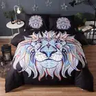 Bohemian Lion Quilt Doona Duvet Cover Set Double Queen King Size Bedding Linen