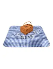 [Vibes] Tasmania 4 Person Picnic Basket Set with Gingham Rug in Multi