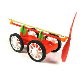 【夜市王】紅橡皮筋車 風力實驗車小車 手工技比賽車模 紅色橡皮筋動力車 129元