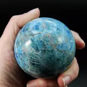 Large 3in 1.3lb Blue Apatite Crystal Sphere, Madagascar