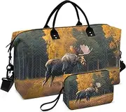 [YXYZRMY] Moose Landscape Autumn Travel Duffel Bag Gym Bag Sports Tote Bag with Multiple Interior Pockets Shoulder Weekender Bag for Women Men with Toiletry Bag 20.5”x 7.9”x 13.8”, Multi-Colored, one