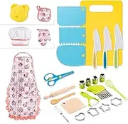 Newvenper 28-Piece Child-Safe Knife Set for Real Cooking, Includes Toddler Knife, Chopping Board, Sandwich Cutter, Peeler and More, BPA-Free, Perfect for Kids' Kitchen Play, Ages 3+