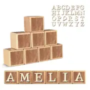 8 Pcs Custom Wooden Name Sign 8-Letter Baby Blocks 78 Alphabet Nursery Cubes Cor
