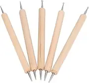5 Pieces Indenting Tool for Drawing, Double End Tracing Dotting Stylus Beech Stainless Steel Indentation Pens Ball Embossing Stylus Art Dotting Tools for Painting Engraving