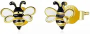 [Generic] Little Bee Stud Earrings Yellow Enamel Insect Earrings for Women Jewelry
