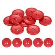 10pcs Sewing Button 28mm 4 Holes Resin Round Crafting Buttons, Deep Red