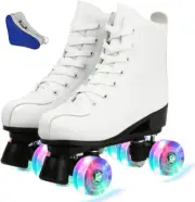 Women'S High-Top Roller Skates - PU Leather, Four-Wheel, Double Row Shiny for In