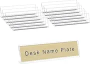 AITEE Acrylic 12 Pack Name Plates for Desks, 2x8 Clear Desk Name Plate Personalized, Desk Sign Holder for Table Display, Tent Name Plate Display for Office Conference, Business Event/School Classroom