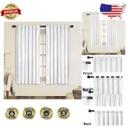 Luxurious Set of 2 White Velvet Curtains with Rod Pocket & Back Tab, 63" Long