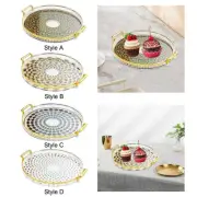 Round Organizer Tray Versatile Display Tray with Handles Serving Drinks